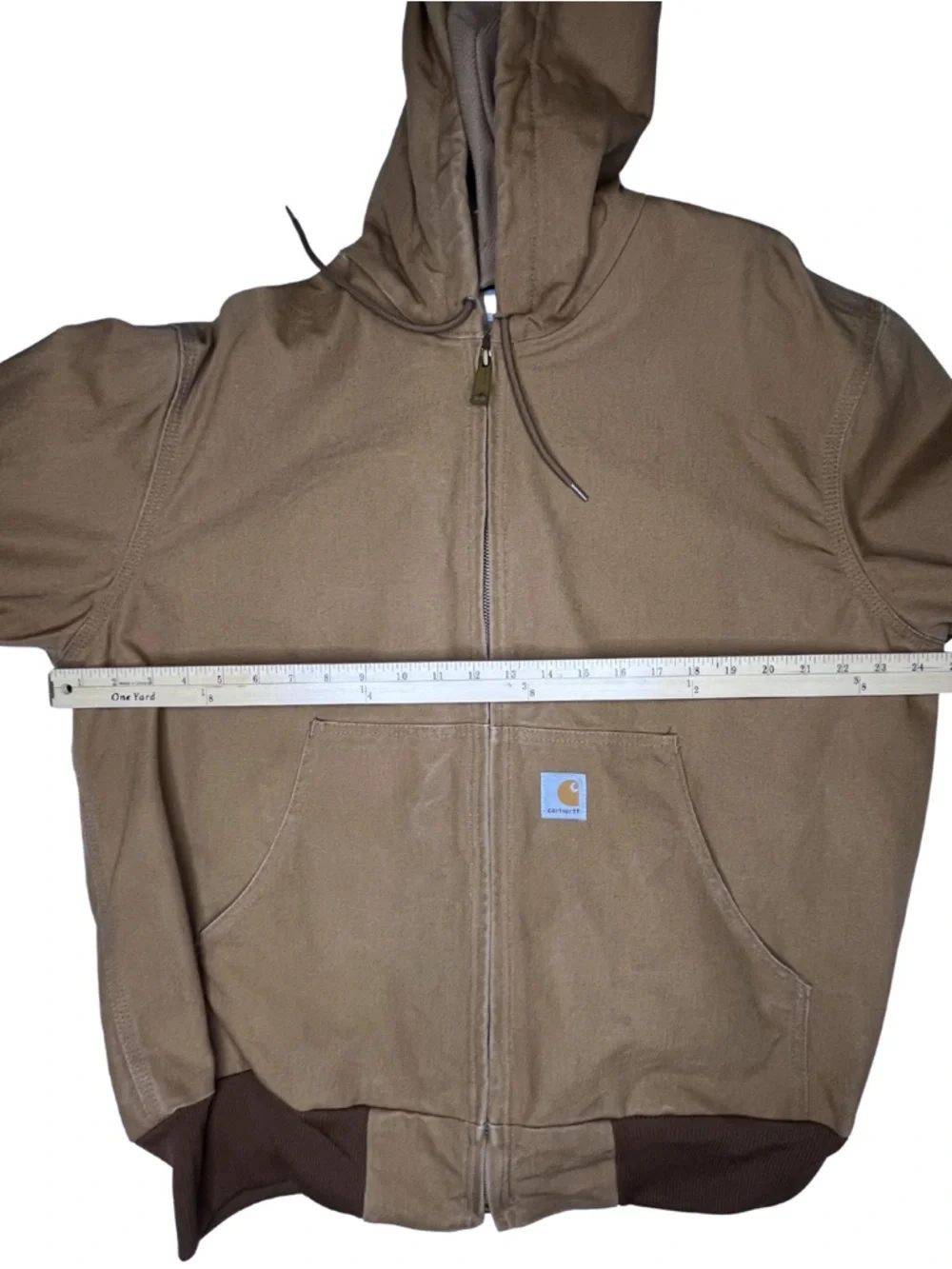 Carhartt J131 tan Duck Active Jacket USA Made Hooded Work Jacket Large Regular